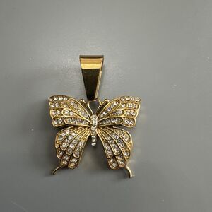 Butterfly Gold Tone Pendant Necklace Stainless Steel Gift Her Trendy